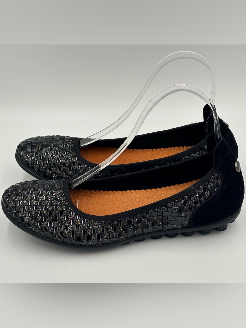 Bernie Mev Black Woven Shimmer Sparkle Balletcore Slip On Flats Size 9 - Picture 14 of 14